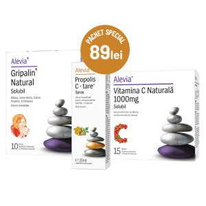 Pachet Gripalin Natural Solubil + Vitamina C Naturală 1000mg + Propolis C-tare Spray