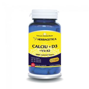 Calciu +D3 cu Vit K2 Herbagetica 60 Capsule