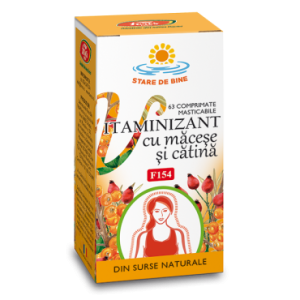 Vitaminizant cu măceșe și cătină, F154, 63 comprimate masticabile