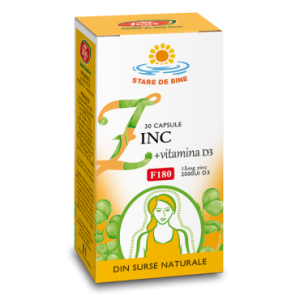 Zinc + Vitamina D3, F180, 30 capsule